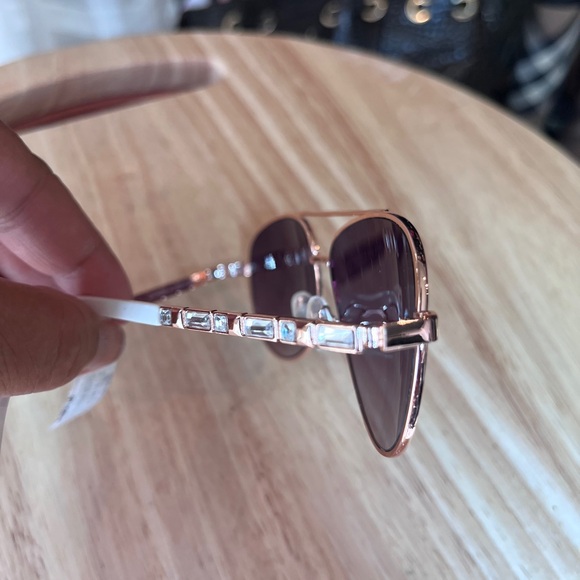 Tahari Gold and White Aviator Sunglasses main image 7